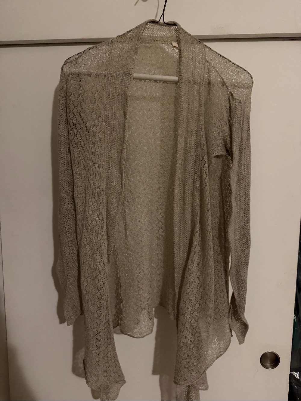 Eileen Fisher Open-Front Lightweight Lace Cardigan - Taupe